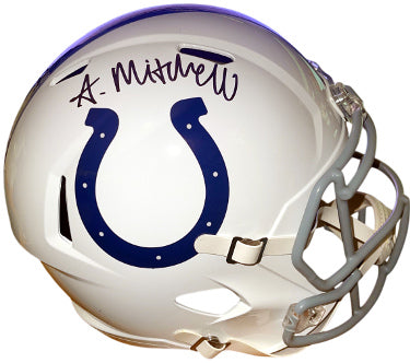 Adonai Mitchell Autographed Indianapolis Colts NFL Riddell Speed FS Rep Helmet- Fanatics Authentic-Powers Sports Memorabilia