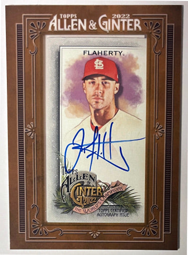 Jack Flaherty Autographed 2022 Topps Allen & Ginter Mini Framed Auto On Card #MA-JF (St. Louis Cardinals) - CTBL_042022-Powers Sports Memorabilia