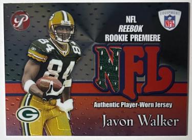 Javon Walker 2002 Topps Pristine Rookie Premier Player Worn Jersey Card #RPR-JW (Green Bay Packers)-Powers Sports Memorabilia