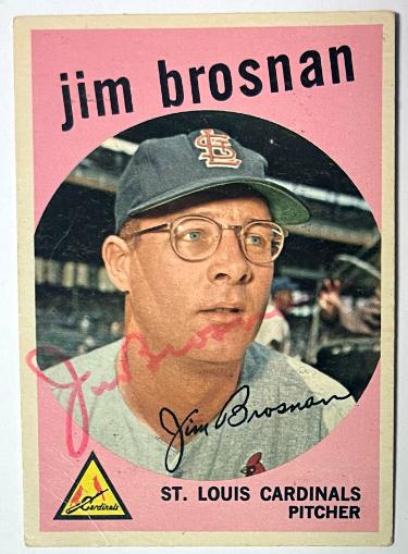 Jim Brosnan Autographed 1959 Topps On Card Auto #194- COA (St. Louis Cardinals)-Powers Sports Memorabilia