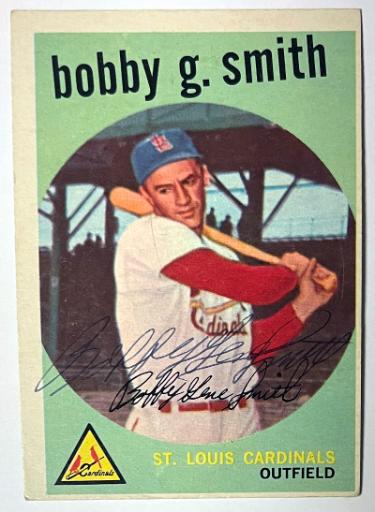 Bobby G. Smith Autographed 1959 Topps On Card Auto #16- COA (St. Louis Cardinals)-Powers Sports Memorabilia