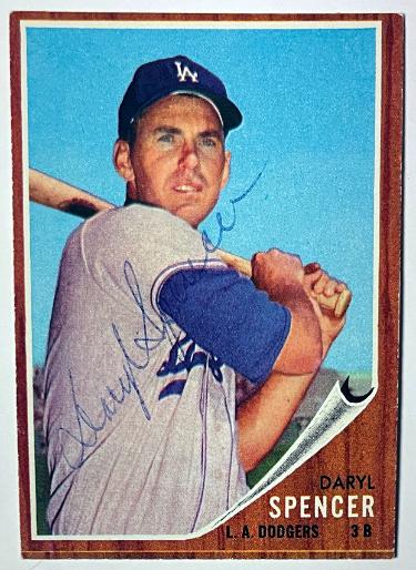 Daryl Spencer Autographed 1962 Topps On Card Auto #197- COA (Los Angeles Dodgers)-Powers Sports Memorabilia