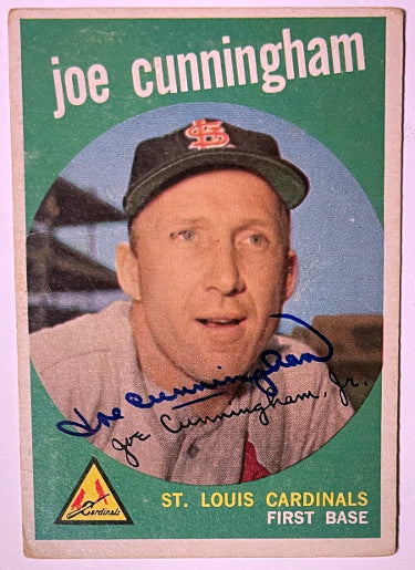 Joe Cunningham Autographed 1959 Topps On Card Auto #285- COA (St. Louis Cardinals)-Powers Sports Memorabilia