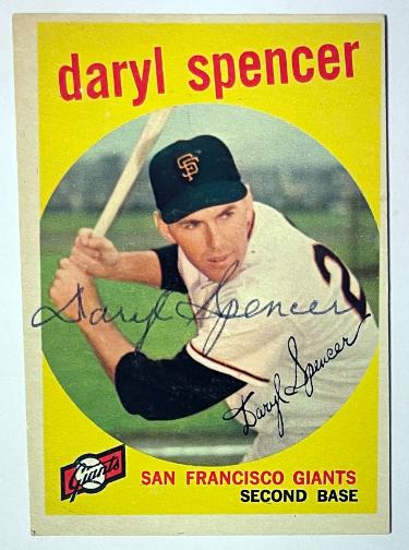 Daryl Spencer Autographed 1959 Topps On Card Auto #443- COA (St. Louis Cardinals) - CTBL_042043-Powers Sports Memorabilia