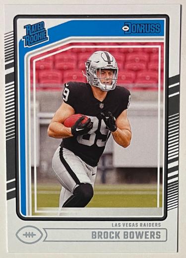 Brock Bowers 2024 Panini Donruss Rated Rookie Card (RC) #394 (Las Vegas Raiders)-Powers Sports Memorabilia