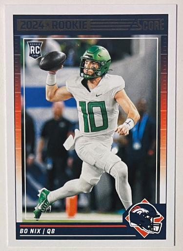Bo Nix 2024 Panini Score Rookie Card (RC) #332 (Denver Broncos/Oregon/Auburn)-Powers Sports Memorabilia