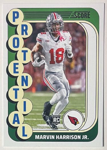 Marvin Harrison Jr. 2024 Panini Score Protential Rookie Card (RC) #16 (Ohio State/Arizona Cardinals)-Powers Sports Memorabilia