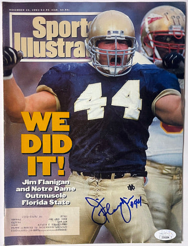 Jim Flanigan Autographed Sports Illustrated Full Magazine 11/22/1993 #44- JSA #EE63294 (Notre Dame Fighting Irish)-Powers Sports Memorabilia
