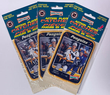Mario Lemieux 1992-93 NHL Seasons Action Player Patch- Lot of 3- Pittsburgh Penguins/New/Sealed-Powers Sports Memorabilia