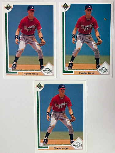 Chipper Jones 1991 Upper Deck Top Prospect Rookie Card (RC) #55- Lot of 3 (Atlanta Braves)-Powers Sports Memorabilia
