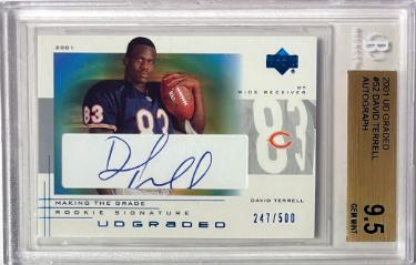 David Terrell Autographed 2001 UD Making the Grade Rookie Auto Card #52- /500- Beckett/BGS Graded 9.5 Gem Mint (with Sub-Grades/Chica-Powers Sports Memorabilia