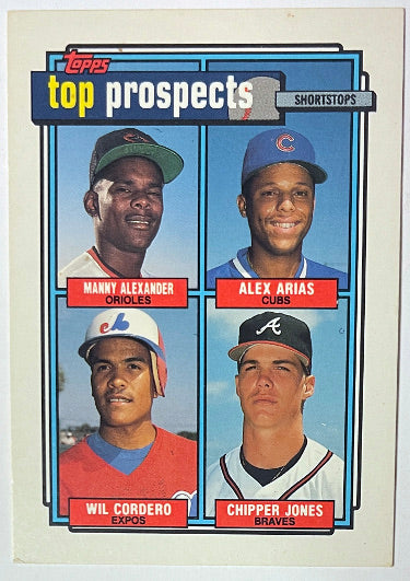 Chipper Jones 1992 Topps Top Prospects Shortstops Rookie Card (RC) #551 (Atlanta Braves)-Powers Sports Memorabilia