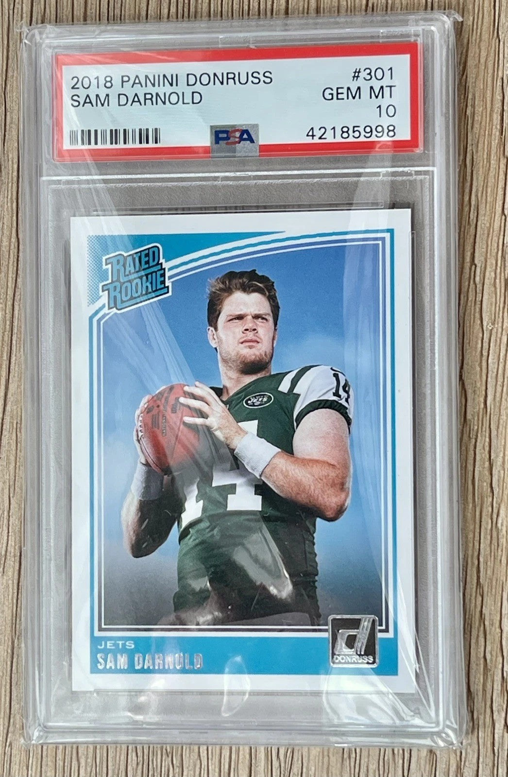 Sam Darnold 2018 Panini Donruss Football Rated Rookie Card #301 Graded PSA 10 Cert #42185998-Powers Sports Memorabilia