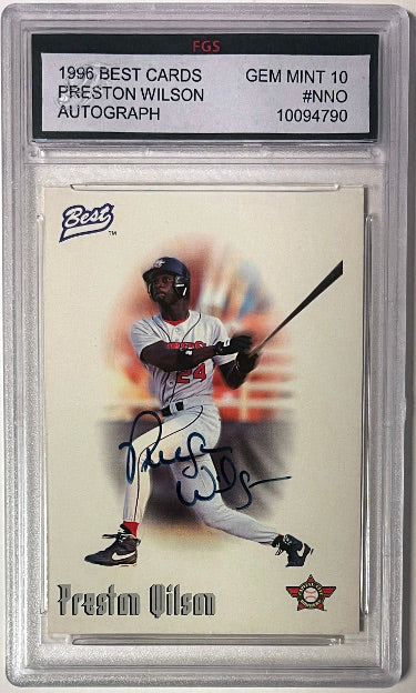 Preston Wilson Autographed 1996 Best Cards Rookie On Card Auto -FGS Graded 10 Gem Mint (Colorado Rockies/Houston Astros)-Powers Sports Memorabilia