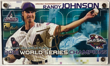 Randy Johnson Authentic Images 24K Gold Facsimile Signature Card 292/5000- 2001 World Series-Powers Sports Memorabilia