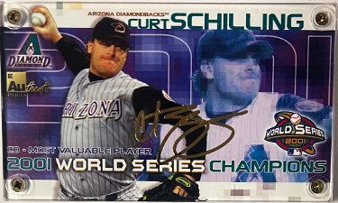 Curt Schilling Authentic Images 24K Gold Facsimile Signature Card- /5000 (2001 World Series/Arizona Diamondbacks)-Powers Sports Memorabilia