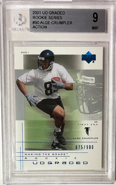 Alge Crumpler 2001 Upper Deck Rookies Series Action Card #90- /900- Beckett/BGS Graded 9 Mint (Atlanta Falcons w/ Sub Grades)-Powers Sports Memorabilia
