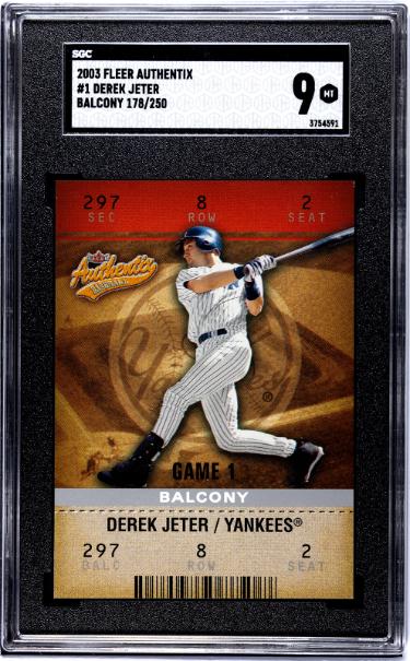 Derek Jeter 2003 Fleer Authentix Balcony Card #1- 178/250- SGC Graded 9 Mint (New York Yankees/HOF)-Powers Sports Memorabilia
