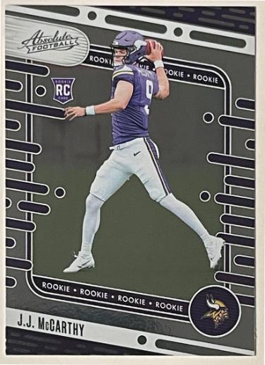 JJ / J.J. McCarthy 2024 Absolute Rookie Card (RC) #110 (Minnesota Vikings)-Powers Sports Memorabilia