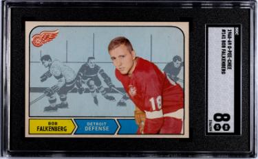 Bob Falkenberg 1968-69 O-Pee-Chee NHL Card #141- SGC Graded 8 NM-MT (Detroit Red Wings)-Powers Sports Memorabilia