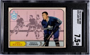 Larry Mickey 1968-69 O-Pee-Chee NHL Rookie (RC) Card #195 - SGC Graded 7.5 NM+ (Toronto Maple Leafs)-Powers Sports Memorabilia