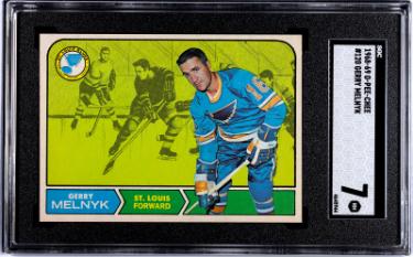 Gerry Melnyk 1968-69 O-Pee-Chee NHL Card #120- SGC Graded 7 NM (St. Louis Blues)-Powers Sports Memorabilia
