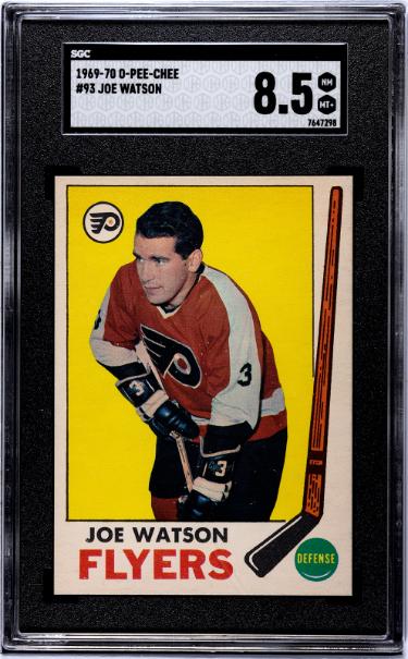 Joe Watson 1969-70 O-Pee-Chee NHL Card #93- SGC Graded 8.5 NM-MT+ (Philadelphia Flyers)-Powers Sports Memorabilia