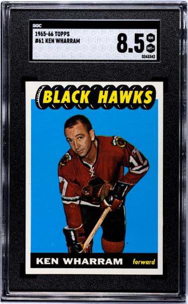 Ken Wharram 1965-66 Topps Card #61- SGC Graded 8.5 NM-MT+ (Chicago Black Hawks)-Powers Sports Memorabilia