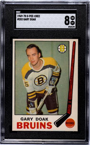 Gary Doak 1969-70 O-Pee-Chee NHL Card #202- SGC Graded 8 NM-MT (Boston Bruins)-Powers Sports Memorabilia