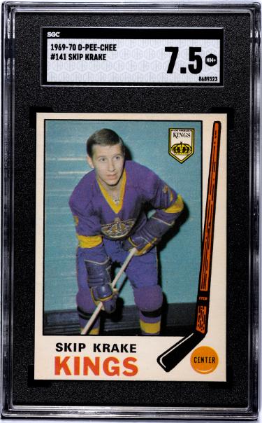 Skip Krake 1969-70 O-Pee-Chee NHL Card #141- SGC Graded 7.5 NM+ (Los Angeles Kings)-Powers Sports Memorabilia