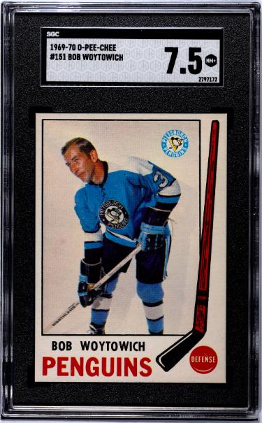 Bob Woytowich 1969-70 O-Pee-Chee NHL Card #151- SGC Graded 7.5 NM+ (Pittsburgh Penguins)-Powers Sports Memorabilia