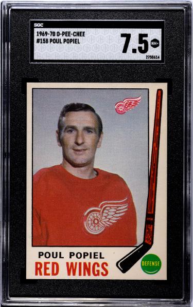 Poul Popiel 1969-70 O-Pee-Chee NHL Card #158- SGC Graded 7.5 NM+ (Detroit Red Wings)-Powers Sports Memorabilia