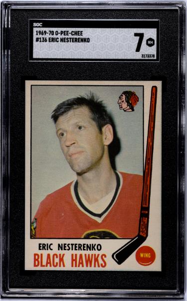 Eric Nesterenko 1969-70 O-Pee-Chee NHL Card #13- SGC Graded 7 NM (Chicago Blackhawks)-Powers Sports Memorabilia