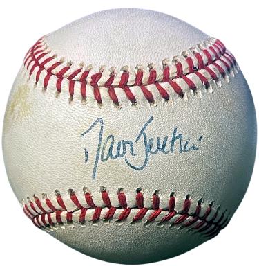 Dave Justice Autographed Rawlings Official National League Baseball toned- COA (Atlanta Braves)-Powers Sports Memorabilia