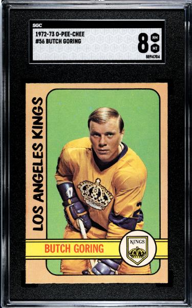 Butch Goring 1972-73 O-Pee-Chee NHL Card #56 -SGC Graded 8 NM-MT (Los Angeles Kings)-Powers Sports Memorabilia