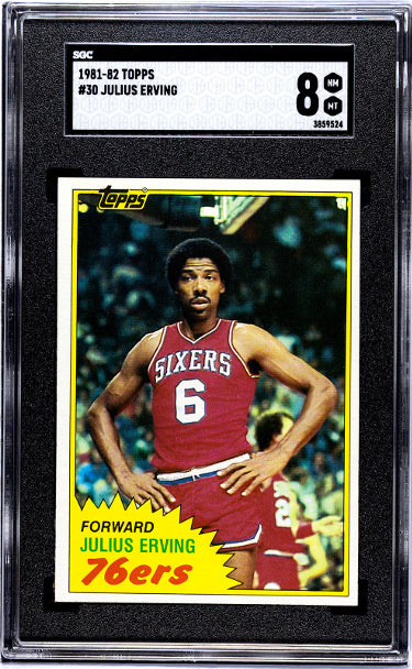 Julius "Dr. J" Erving 1981-82 Topps Card #30- SGC Graded 8 NM-MT (Philadelphia 76ers/HOF)-Powers Sports Memorabilia