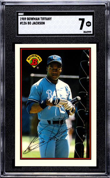 Bo Jackson 1989 Bowman Tiffany Card #126- SGC Graded 7 NM (Kansas City Royals)-Powers Sports Memorabilia