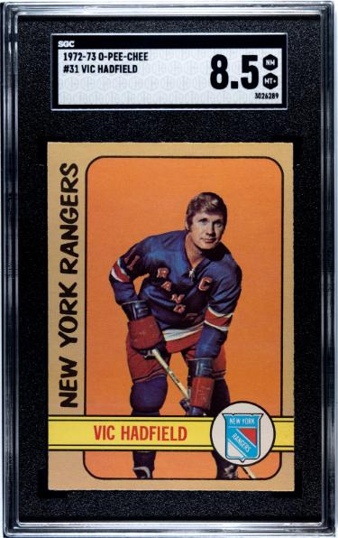 Vic Hadfield 1972-73 O-Pee-Chee NHL Card #31- SGC Graded 8.5 NM-MT+ (New York Rangers)-Powers Sports Memorabilia