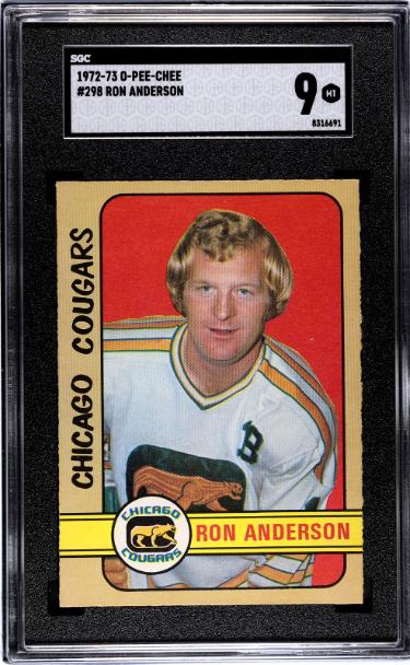 Ron Anderson 1972-73 O-Pee-Chee NHL Rookie (RC) Card #298- SGC Graded 9 Mint (Chicago Cougars)-Powers Sports Memorabilia