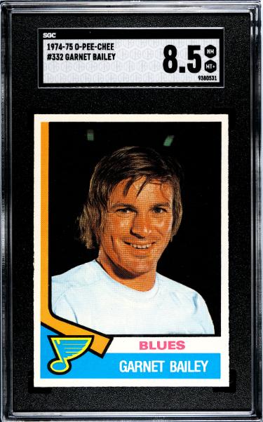 Garnet Bailey 1974-75 O-Pee-Chee NHL Card #332-SGC Graded 8.5 NM-MT+ (St. Louis Blues)-Powers Sports Memorabilia