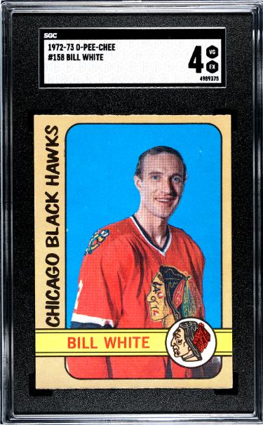 Bill White 1972-73 O-Pee-Chee NHL Card #158- SGC Graded 4 VG-EX (Chicago Blackhawks)-Powers Sports Memorabilia