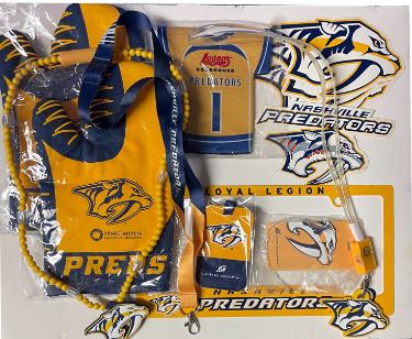 Nashville Predators Arena Giveaway Lot- Oven Mitt/License Plate Border/Necklaces/Luggage Tags/Laynard/Bottle Holder-Powers Sports Memorabilia