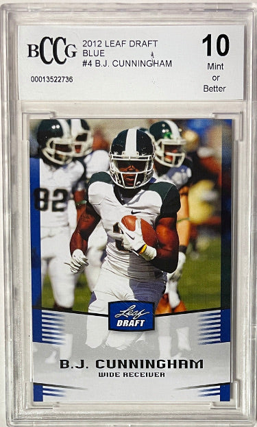 BJ/B.J. Cunningham 2012 Leaf Draft Blue Rookie Card #4- BCCG Graded 10 Mint or Better (Michigan State Spartans)-Powers Sports Memorabilia