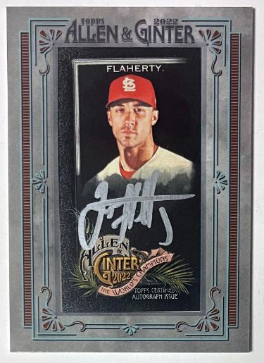 Jack Flaherty Autographed 2022 Allen & Ginter Framed Silver Mini Auto Card- /50 (St. Louis Cardinals/Silver Signature) - CTBL_042370-Powers Sports Memorabilia