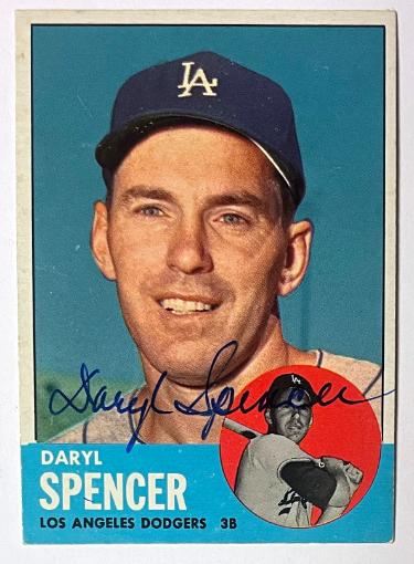 Daryl Spencer Autographed 1963 Topps On Card Auto #502- COA (Los Angeles Dodgers)-Powers Sports Memorabilia