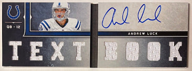 Andrew Luck Autographed 2012 Panini Playbook Textbook Jersey Rookie On Card Auto Book #1- /99 (Indianapolis Colts)-Powers Sports Memorabilia