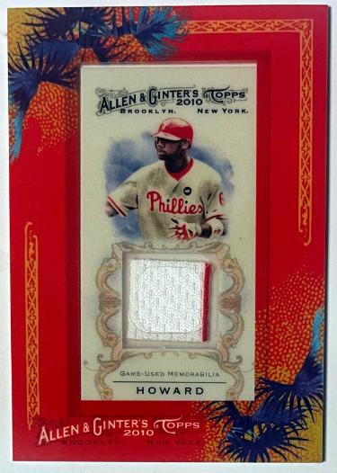 Ryan Howard 2010 Topps Allen & Ginter Relic Card #AGR-RH (Philadelphia Phillies)-Powers Sports Memorabilia