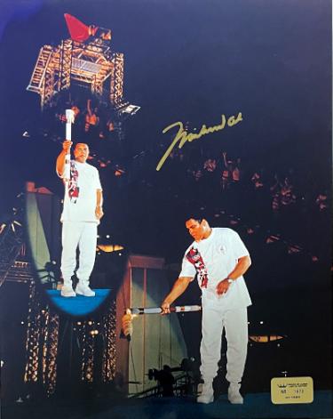 Muhammad Ali Autographed 16x20 Photo 1996 Atlanta Olympics Torch Lighting- /1996- Ali/Prince COA w/VHS Tape of Signing-Powers Sports Memorabilia