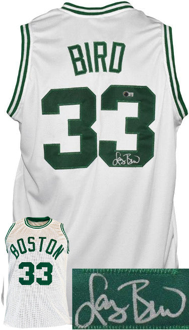 Larry Bird Autographed Boston White TB Custom Stitched Pro Style Basketball Jersey XL- Beckett Witnessed-Powers Sports Memorabilia