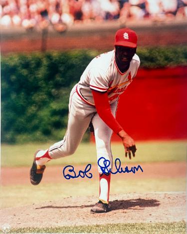Bob Gibson Autographed St. Louis Cardinals MLB Licensed 8x10 Photo- Tuff Stuff COA/Show Ticket-Powers Sports Memorabilia